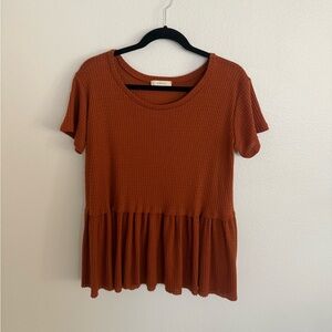 Rustic Short Sleeve Peplum Top